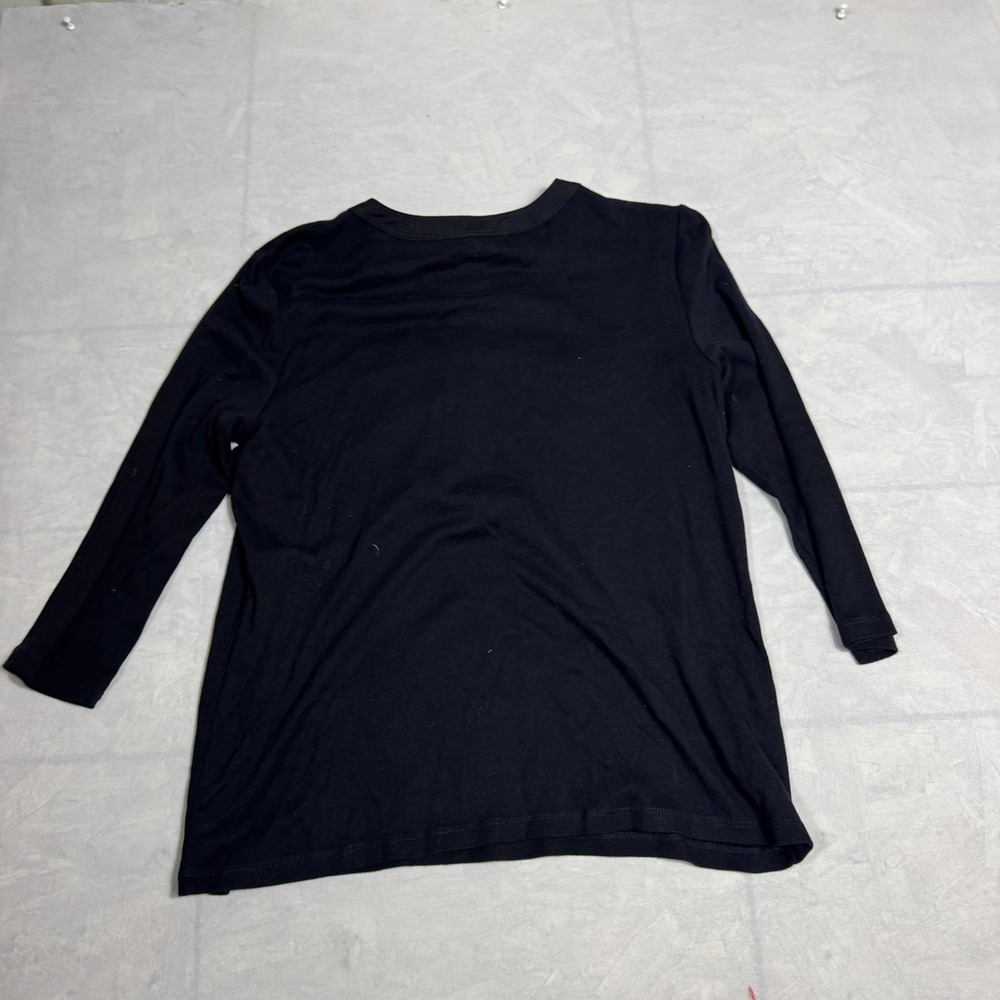 Lauren Ralph Lauren Womens Blouse Top Black‎ Gold Buttons Pocket Henley Neck L - Picture 4 of 15